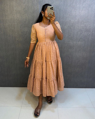 HAYAN STYLISTA Anarkali Gown(Beige)