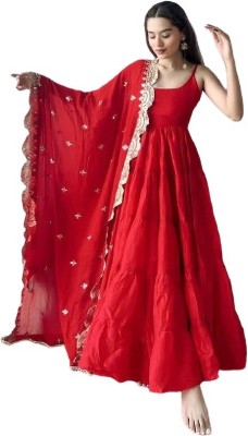 Payal Creation Anarkali Gown(Red)