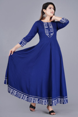 RF CLOTHES Solid Anarkali Kurta, Bottom & Dupatta Set