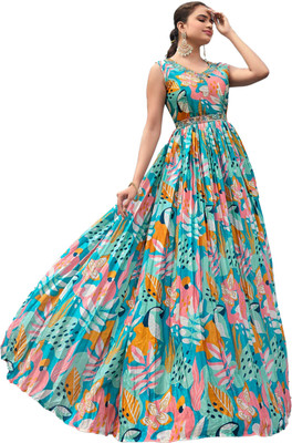 Harekrishna creation Anarkali Gown(Blue)