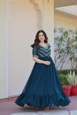 Tilton Anarkali Gown(Dark Green)