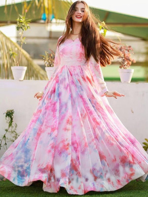 PeachPetals Flared/A-line Gown(Pink)
