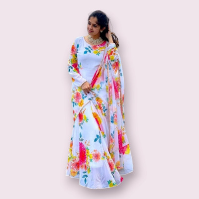 VIRASAT ENTERPRISE Anarkali Gown(White)