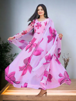 NYALKARAN ENTERPRISE Anarkali Gown(Pink)
