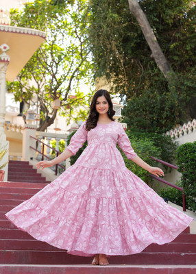 CHARVI CREATION Flared/A-line Gown(Pink)