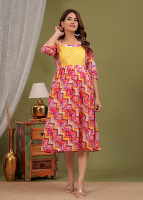 Chandar Textile Flared/A-line Gown(Pink)