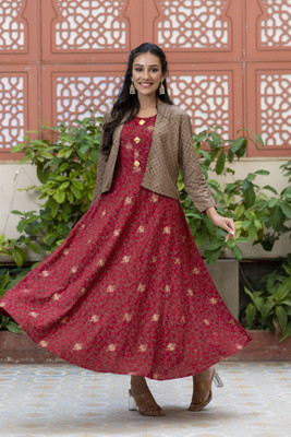 jaipurite Anarkali Gown(Maroon)