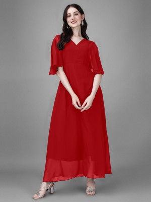 Vastani Enterprise Flared/A-line Gown(Red)