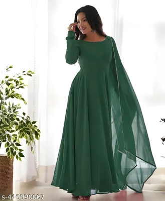 RaxuEnterprise Anarkali Gown(Green)