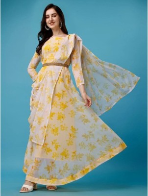 KRISHIVA EXPORT Flared/A-line Gown(Yellow)