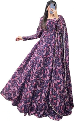 VIMURA FASHION Anarkali Gown(Purple)