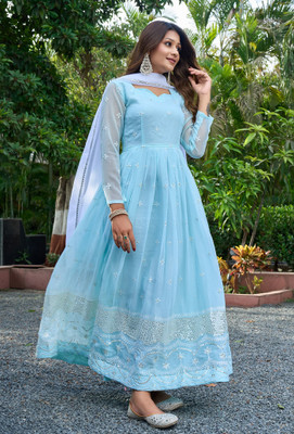 RK Creation Anarkali Gown(Light Blue)