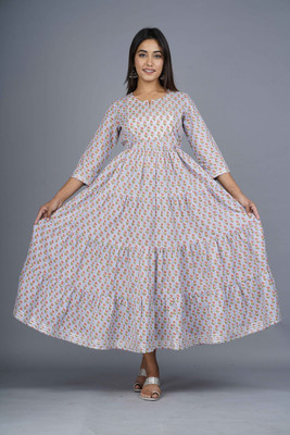 Aman Creation Anarkali Gown(Multicolor)