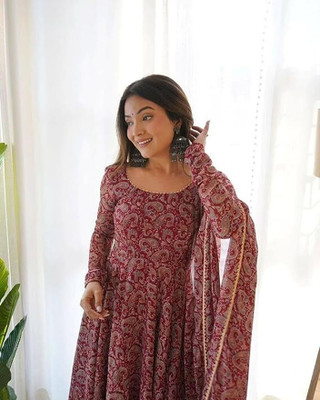DHYAN CREATION ONLINE Anarkali Gown(Maroon)