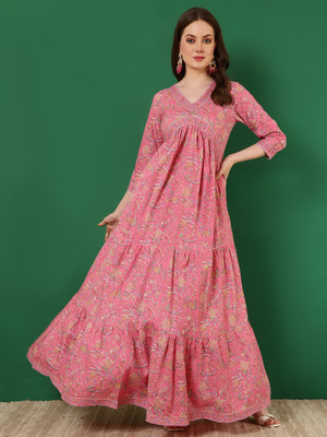 GLAM ROOTS Flared/A-line Gown(Pink)