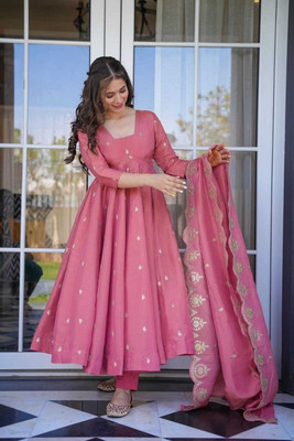 Prabhujifashion Anarkali Gown(Pink)