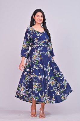 CHHAVNI CREATION Flared/A-line Gown(Blue)