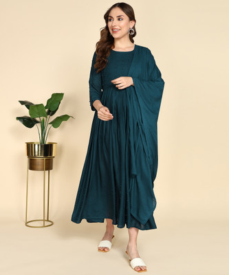 Janardan Flared/A-line Gown(Blue)