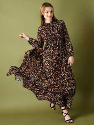 Femvy Flared/A-line Gown(Black)