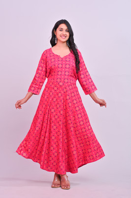 CHHAVNI CREATION Flared/A-line Gown(Pink)