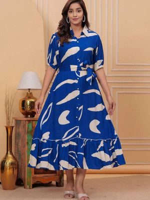Barters boutique Women A-line Blue Maxi/Full Length Dress
