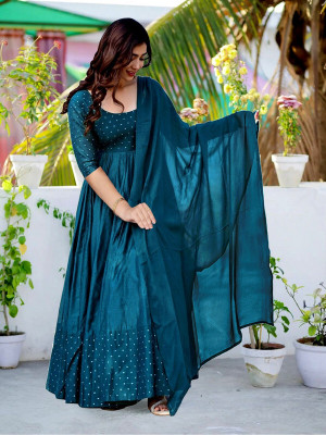 MISS CLOTHING Anarkali Gown(Blue)