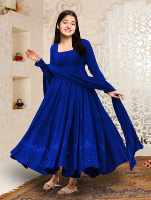 KHODIYAR ENTERPRISES Anarkali Gown(Blue)