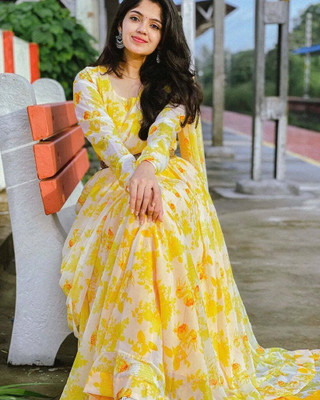 PARV ENTERPRISE Anarkali Gown(Yellow)