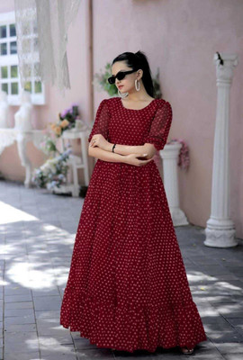 FIRAA ENTERPRISE Anarkali Gown(Maroon)