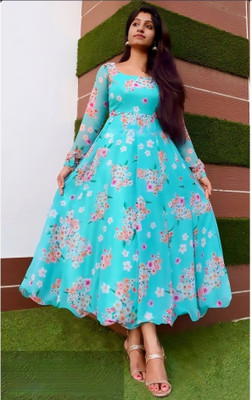 REVA ENTERPRISE Anarkali Gown(Light Blue)