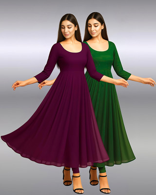MANAYFAB Anarkali Gown(Multicolor)