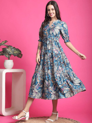 FABFIND Flared/A-line Gown(Multicolor)