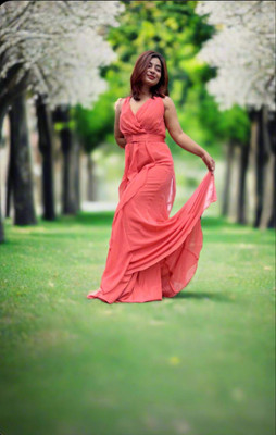 VivaLaVastaram Flared/A-line Gown(Orange)