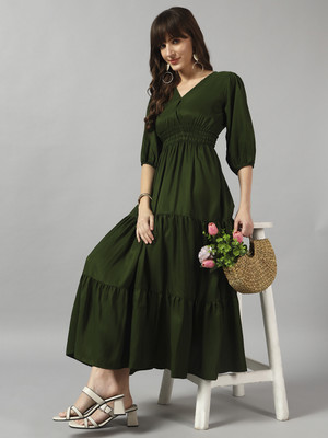 Femvy Flared/A-line Gown(Light Green)