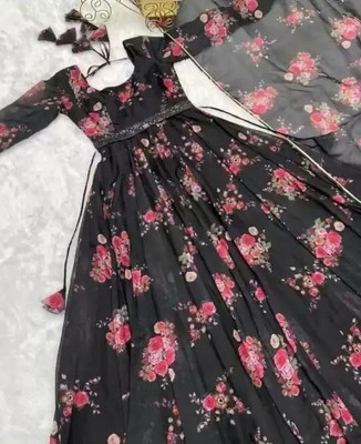 KROOZ Anarkali Gown(Black)