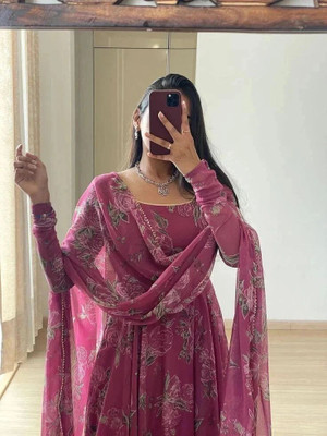 LAKSH FASHION Anarkali Gown(Pink)