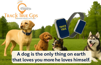 TRACKTRUE Smart GPS Tracker: Real-Time Location Tracking for Dogs, Cats & Pet Safety GPS Device(4000 Maps, Black)