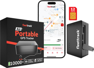 fleettrack Wireless GPS Tracker for Car, Bag, Kids & Luggage with 12 months Sim Data GPS Device(Black)