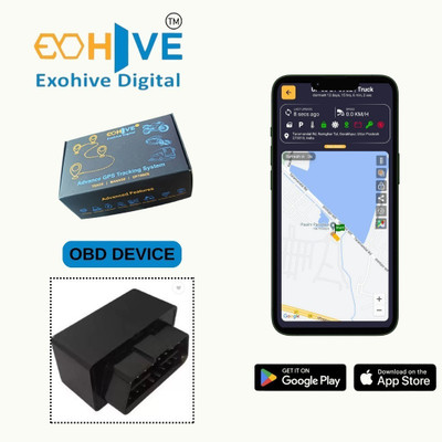 Exohive Digital (Plug & Play, Inbuilt Battery) Gps Tracker Only For Car Gps Device GPS Device(Black)