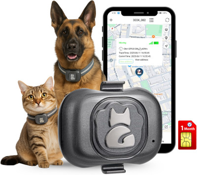 fetaca G16 Pet GPS Tracker Waterproof Collar with Real-Time Tracking & Free 1M SIM GPS Device(Grey)