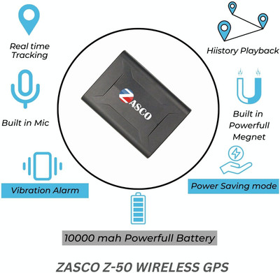 ZASCO Z50 Magnetic Tracker with(10000Mah Battery + 20Days Backup) Voice Survillence GPS Device(Black)