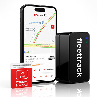 fleettrack Ultra 10000mAh Wireless GPS Tracker for all Vehicles with 12 MonthS Sim Data GPS Device(Black)