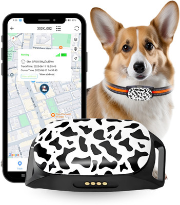 fetaca 4G G61 Waterproof Pet GPS Tracker Collar | Real-Time Tracking with Free SIM GPS Device(White & Black)