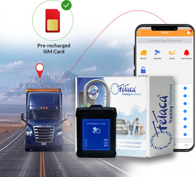 fetaca E-Lock GPS Tracker Door Locker for Assets, Trucks, Containers & Heavy Vehicles GPS Device(4000 Maps, Black)