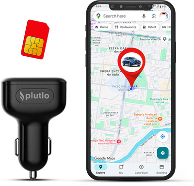 PLUTLO 4G Hidden GPS Tracker for Car with Real-Time Location | Dual USB 2A+1A Charger GPS Device(Black)