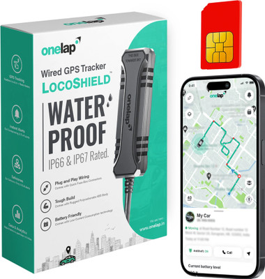 onelap LocoShield Wired- IP67 Waterproof GPS Tracker for Car, Bike, Scooty | Mobile App GPS Device(Black)