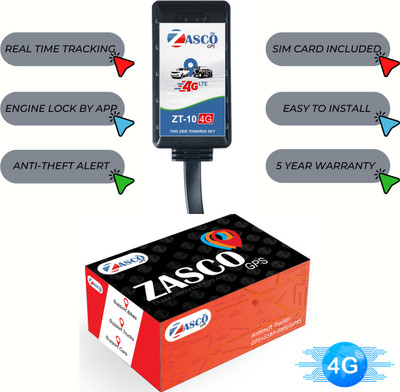 ZASCO 4G LTE (Supported) GPS Engine ON/OFF GPS for Car/Bike/trucks GPS Device(Black)
