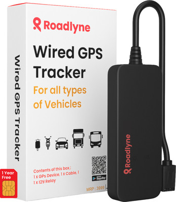 Roadlyne Wired Tracker for Car & Bike | Pre-charged 12-Month SIM GPS Device(Black)