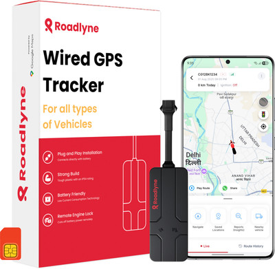 Roadlyne Wired Tracker with Remote Engine Lock for Car, Bike, Truck, Bus GPS Device(0 Maps, Black)