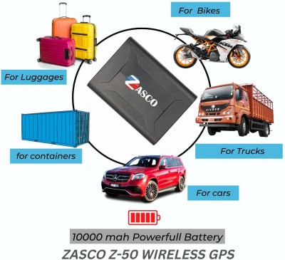 ZASCO Z50 Wireless Pin Point Acurracy Tracker Vehicle Anti-theft for Car (10000mAH) GPS Device(Black)